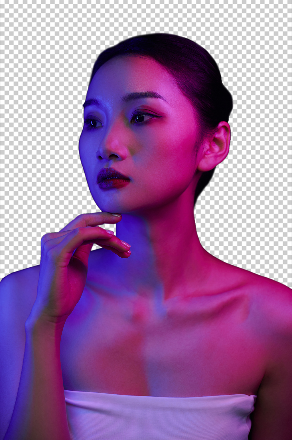 高级蓝紫美容美肤美妆人物PNG摄影图片素材