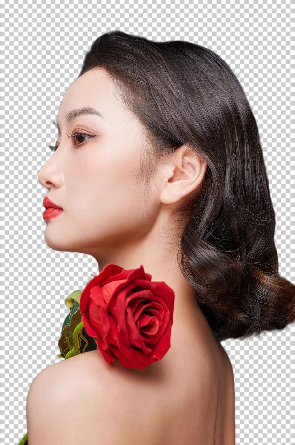 美容美肤美妆玫瑰妆造人物PNG免抠摄影图素材