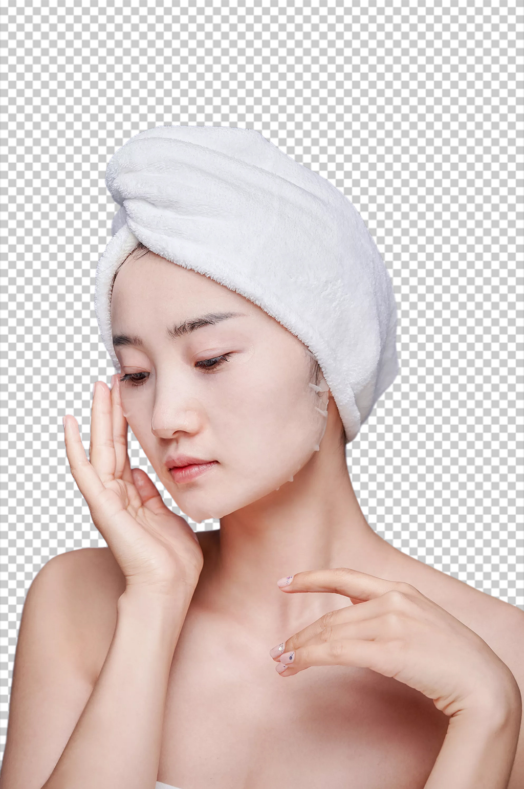 护理美容美肤美妆面膜女生人物PNG摄影图素材