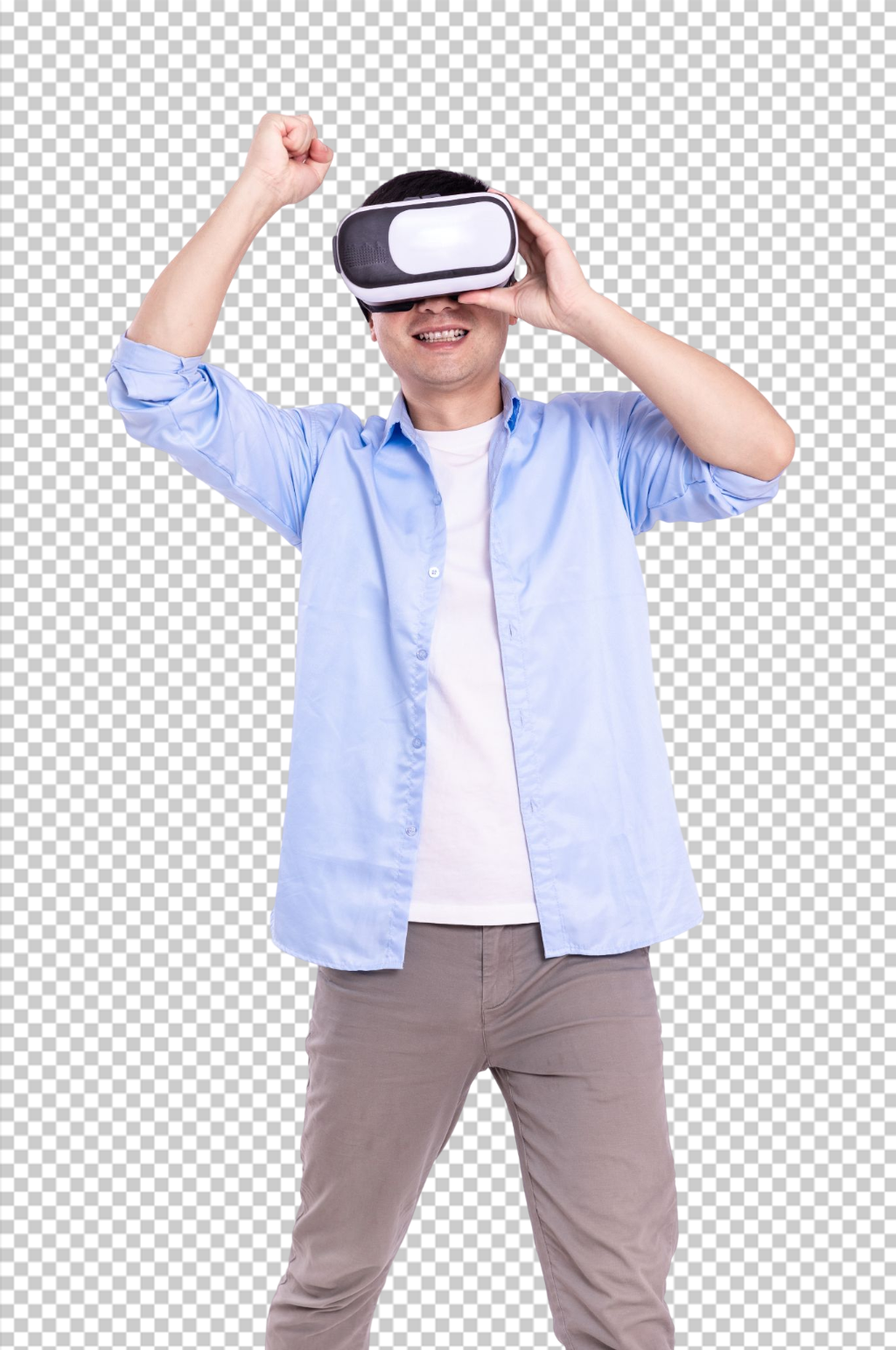 体验VR眼镜男生人物PNG摄影图片素材