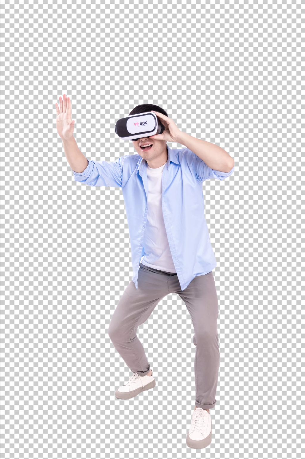 体验虚拟现实VR眼镜男生人物PNG摄影图素材
