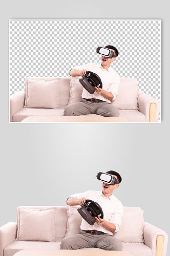 居家游戏VR眼镜男生人物PNG摄影图片