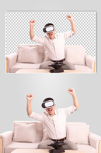 加油手势VR游戏眼镜男生人物PNG摄影图