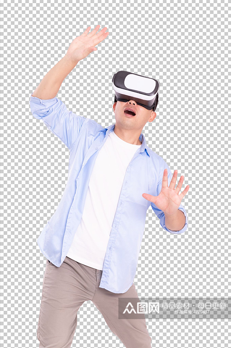 惊讶VR游戏眼镜男生人物PNG摄影图片素材