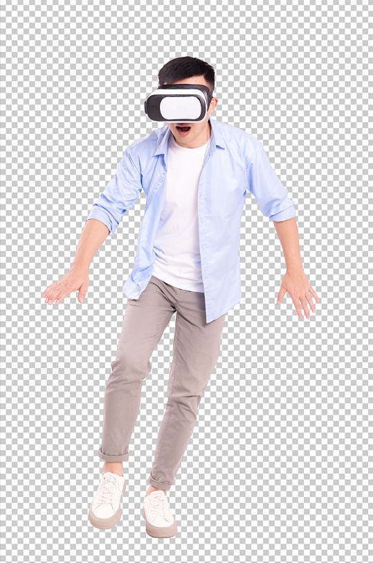 体验虚拟游戏VR眼镜男生人物PNG摄影图
