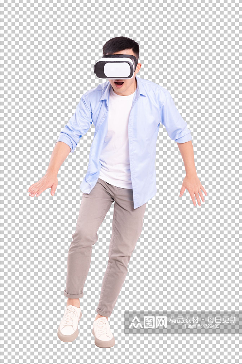 体验虚拟游戏VR眼镜男生人物PNG摄影图素材