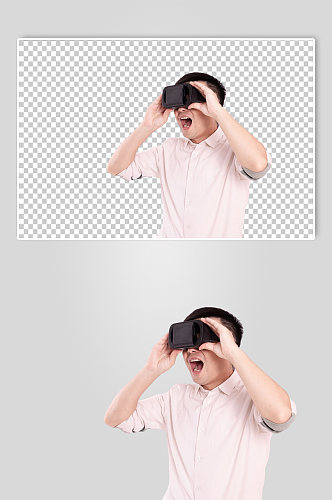 惊讶VR游戏眼镜男性人物PNG摄影图片