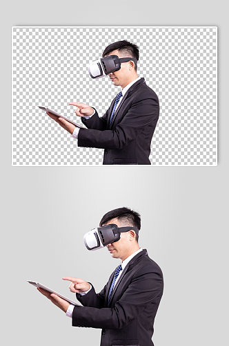 企业科技VR虚拟眼镜男生人物PNG摄影图