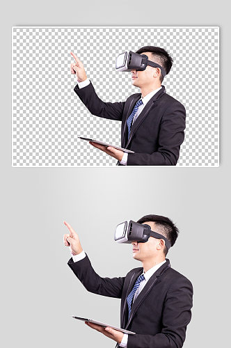 企业科技VR眼镜男生人物PNG摄影图片