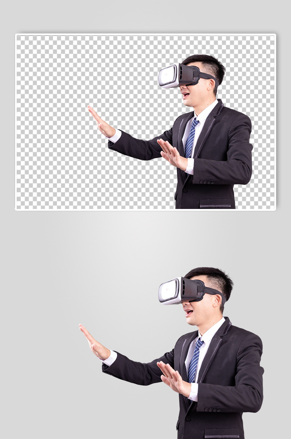 科技体验VR眼镜商务男生人物PNG摄影图素材