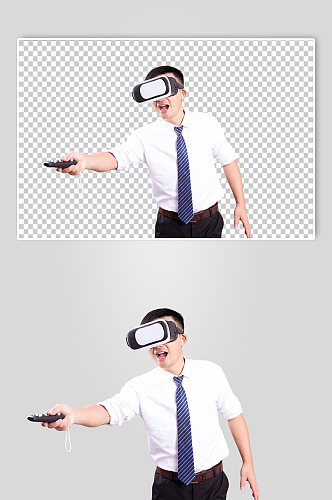 游戏体验馆VR眼镜男生人物PNG摄影图