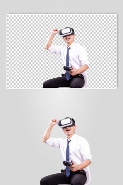 科技VR游戏眼镜男生人物PNG摄影图片