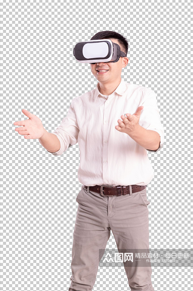 科技VR虚拟眼镜男生人物PNG摄影图片素材