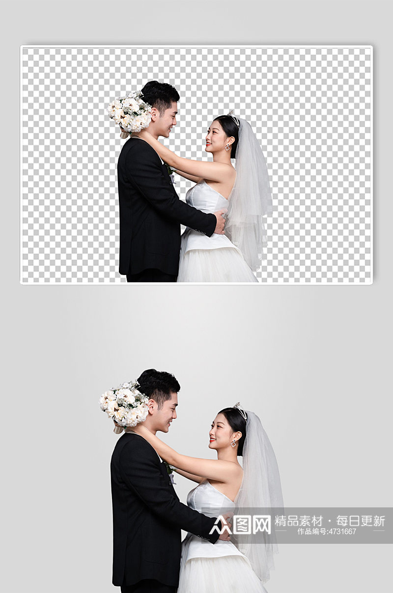 浪漫对视婚纱照婚礼男女人物PNG摄影图素材