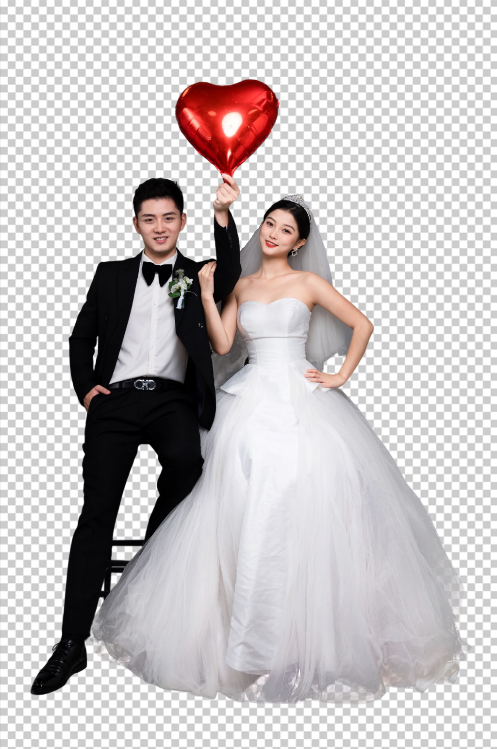 气球西式西服婚纱照婚礼人物PNG摄影图素材