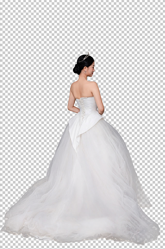 白色婚纱照婚礼女性背影人物PNG摄影图