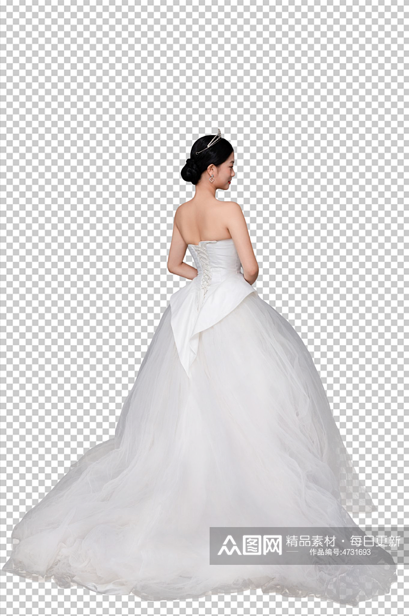 白色婚纱照婚礼女性背影人物PNG摄影图素材