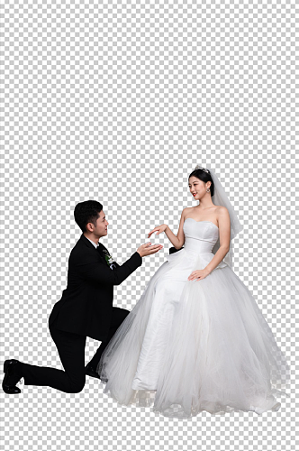 求婚西服婚纱照婚礼男女人物PNG摄影图