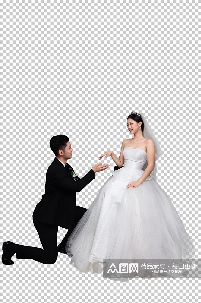 求婚西服婚纱照婚礼男女人物PNG摄影图素材
