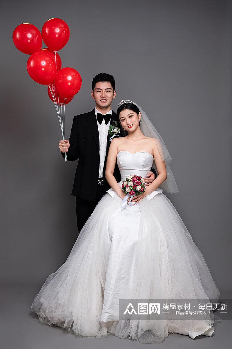 浪漫气球新郎婚纱照婚礼人物精修摄影图素材