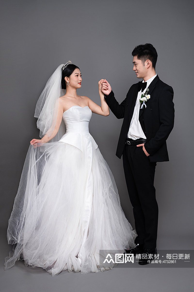 白色婚纱照婚礼男女人物精修摄影图素材