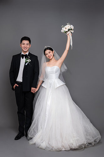 开心结婚吧婚纱照婚礼人物精修摄影图