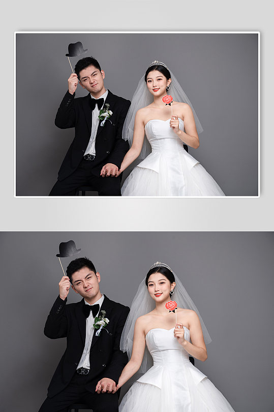 搞怪婚纱照婚礼新郎新娘人物精修摄影图