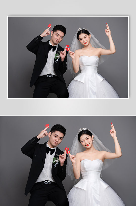 红色福字西服婚纱照婚礼男女人物精修摄影图