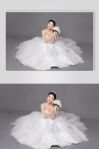 高级婚纱照婚礼新娘坐姿人物精修摄影图