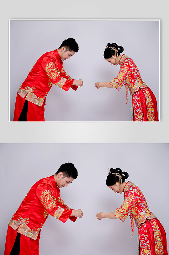 对拜男女秀禾服婚纱照人物精修摄影图-众图网