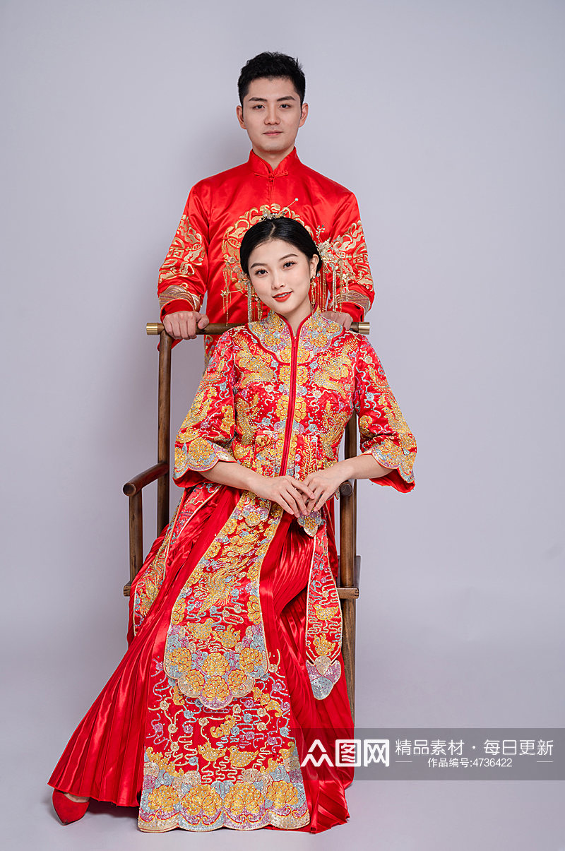 中国风传统中式婚纱照男女人物精修摄影图素材