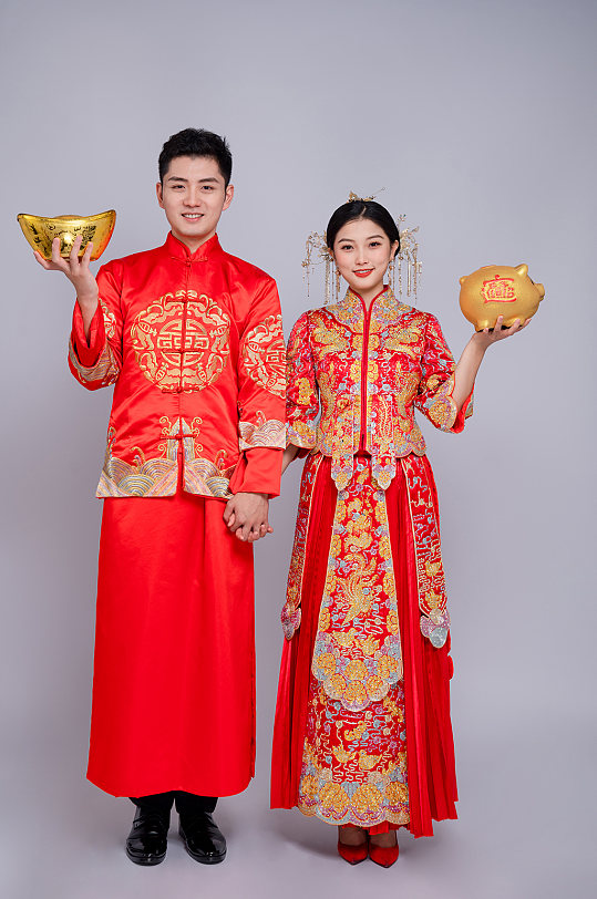 温婉大气中式婚纱照男女人物精修摄影图