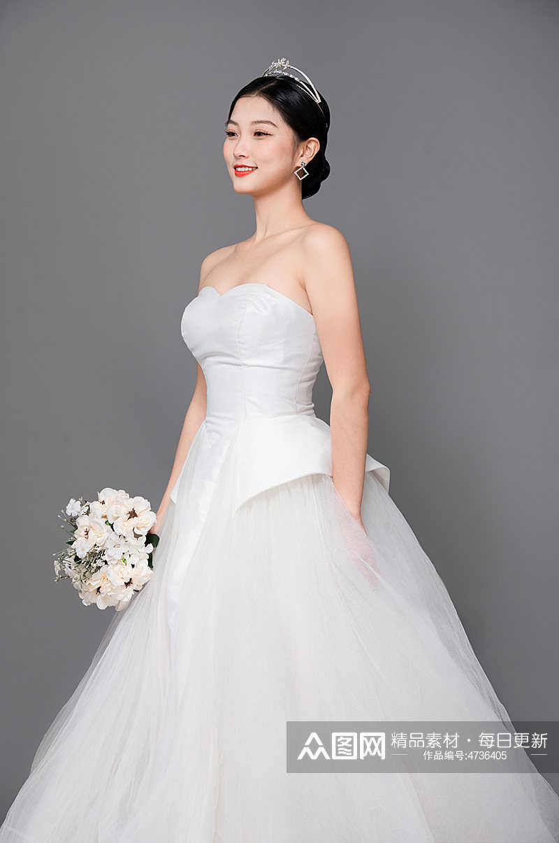 高级白色婚纱照婚礼女性人物精修摄影图素材