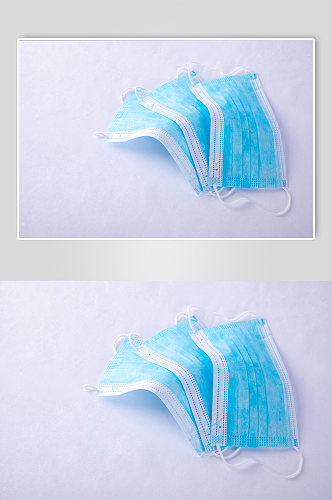 一次性蓝色医用口罩西医防护物品摄影图片