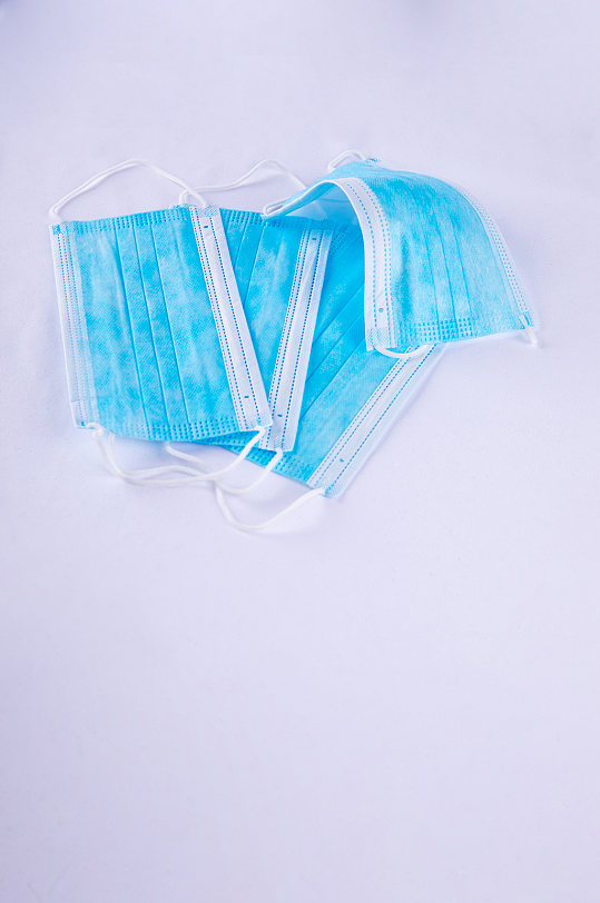 蓝色一次性口罩西医防护物品摄影图片