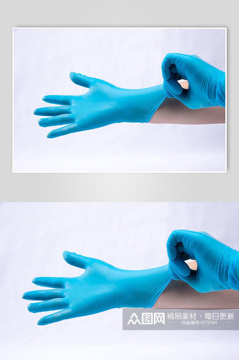 蓝色手套西医防护物品摄影图片素材