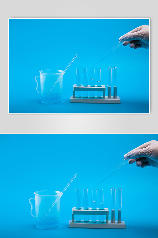玻璃试管实验白手套西医医疗物品摄影图片