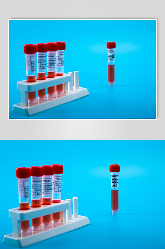 蓝色核酸检测试管西医防护物品摄影图片