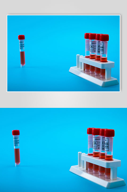 蓝色核酸检测试管西医防护物品摄影图片