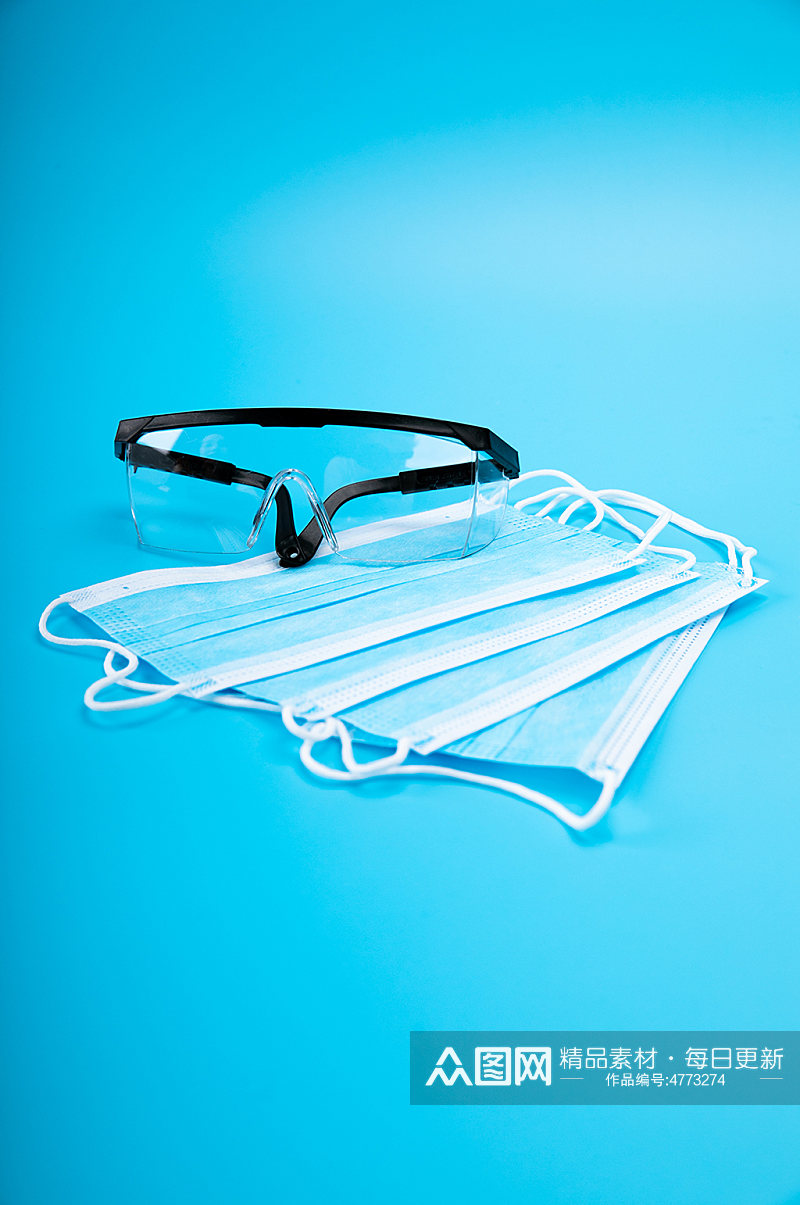 防护口罩护目镜西医医疗物品摄影图片素材