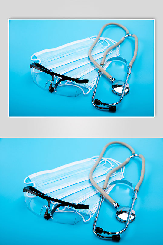 护目镜听诊器防护口罩西医医疗物品摄影图片-众图网