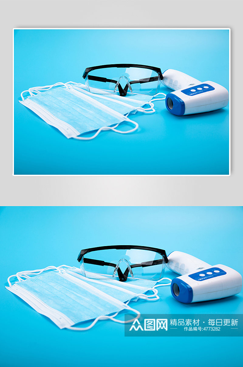 防护眼镜温度抢口罩西医防护物品摄影图片素材