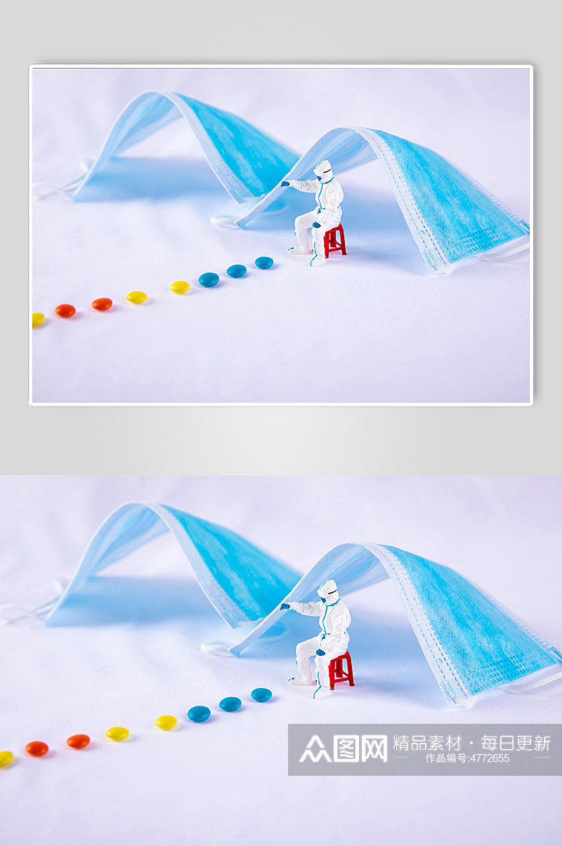 微距核酸医护口罩西医防护物品摄影图片素材