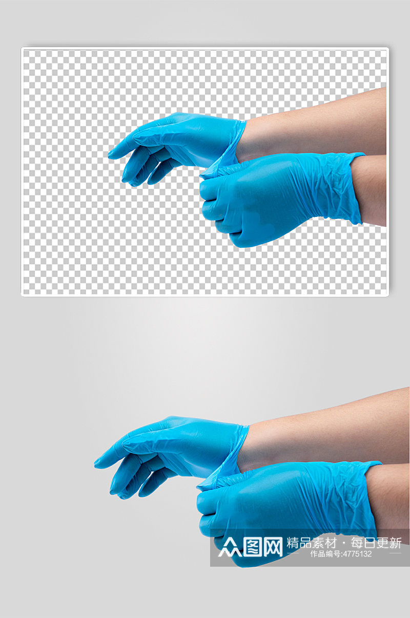 蓝色手套西医防护摄影图PNG免抠元素素材