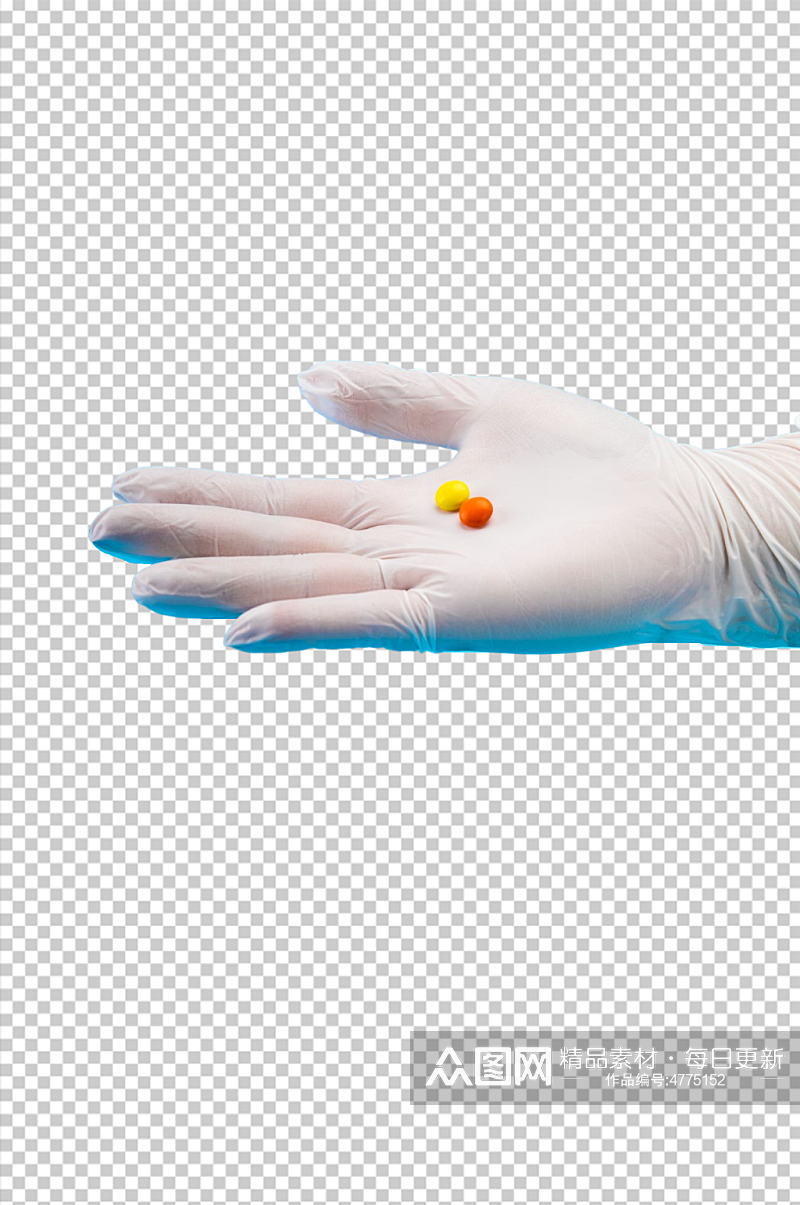 白色手套药丸西医医疗摄影图PNG免抠元素素材