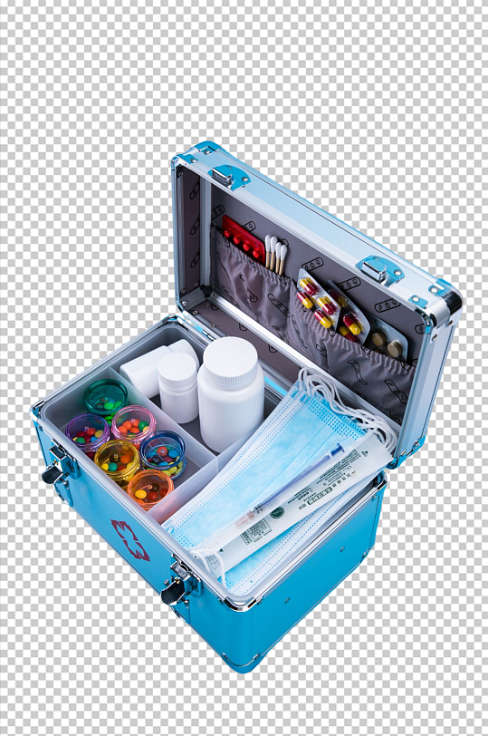急救箱药物针管西医医疗摄影图PNG元素