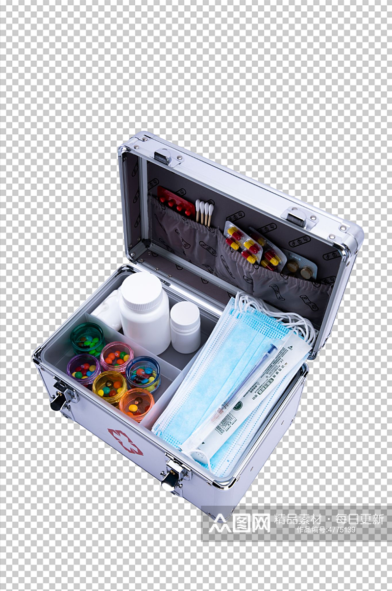 针管棉签医疗箱西医医疗摄影图PNG元素素材