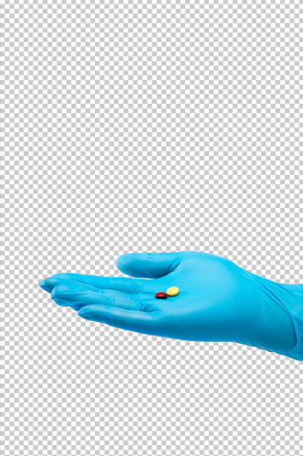 药丸蓝色手套西医防护摄影图PNG免抠元素