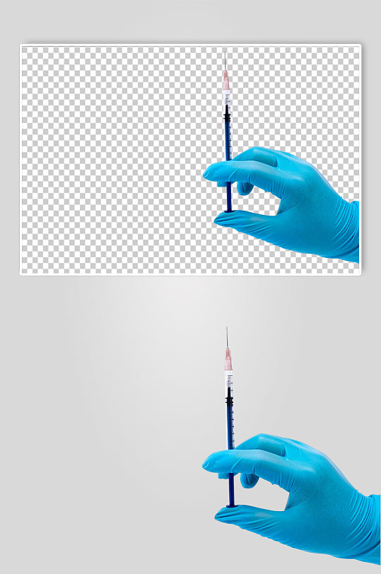 针头蓝色手套西医医疗摄影图PNG免抠元素