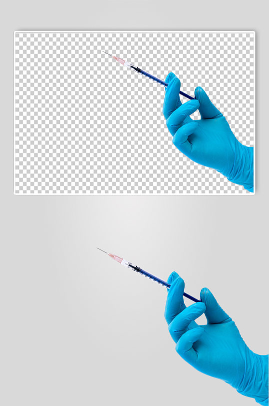 针头蓝色手套西医医疗摄影图PNG免抠元素